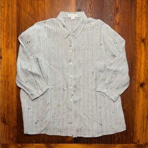 Coldwater Creek Button Down Shirt with Embroidery